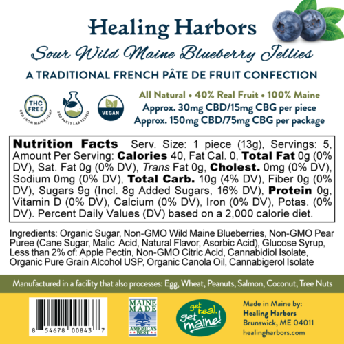 Fresh Picked Fruit CBD & CBG Jellies: SOUR Wild Maine Blueberry