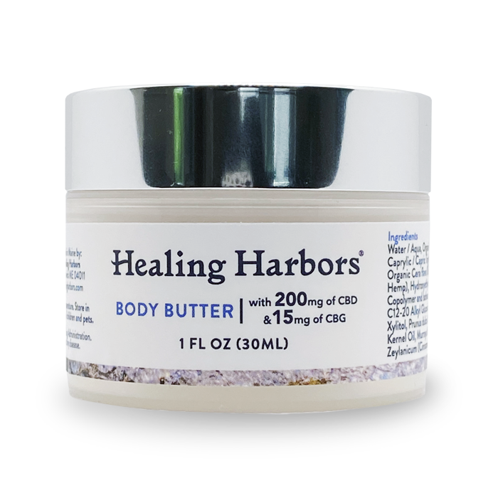 small cbd and cbg body butter made in maine with all natural ingredients